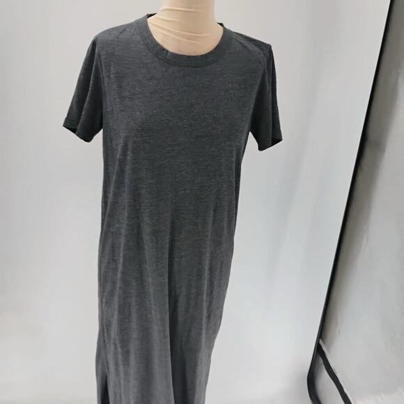 Lunya Restore Long Maxi Dress In Meditative GREY Open back Side Slit - Picture 11 of 13